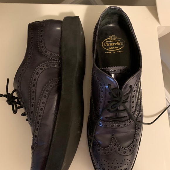 Navy women’s Church’s flat shoes - Picture 3 of 4